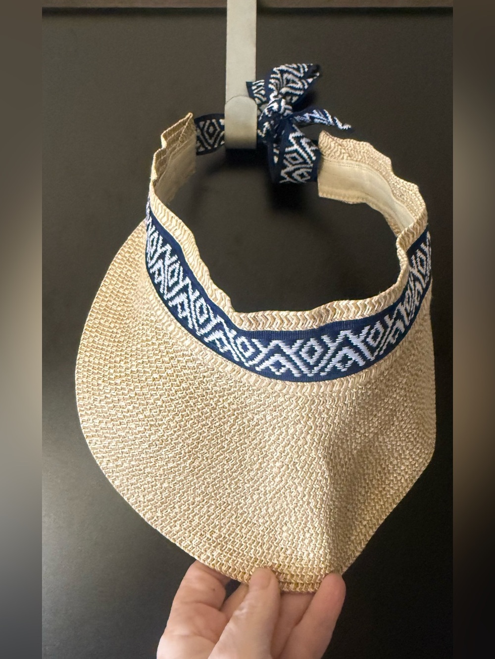 Sea & Grass Straw Sun Visor Beach Hat Adjustable OSFM Embroidered Sun